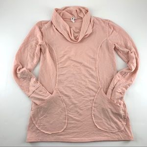 Cable & Gauge Pink Cowl Neck Pullover Sweater